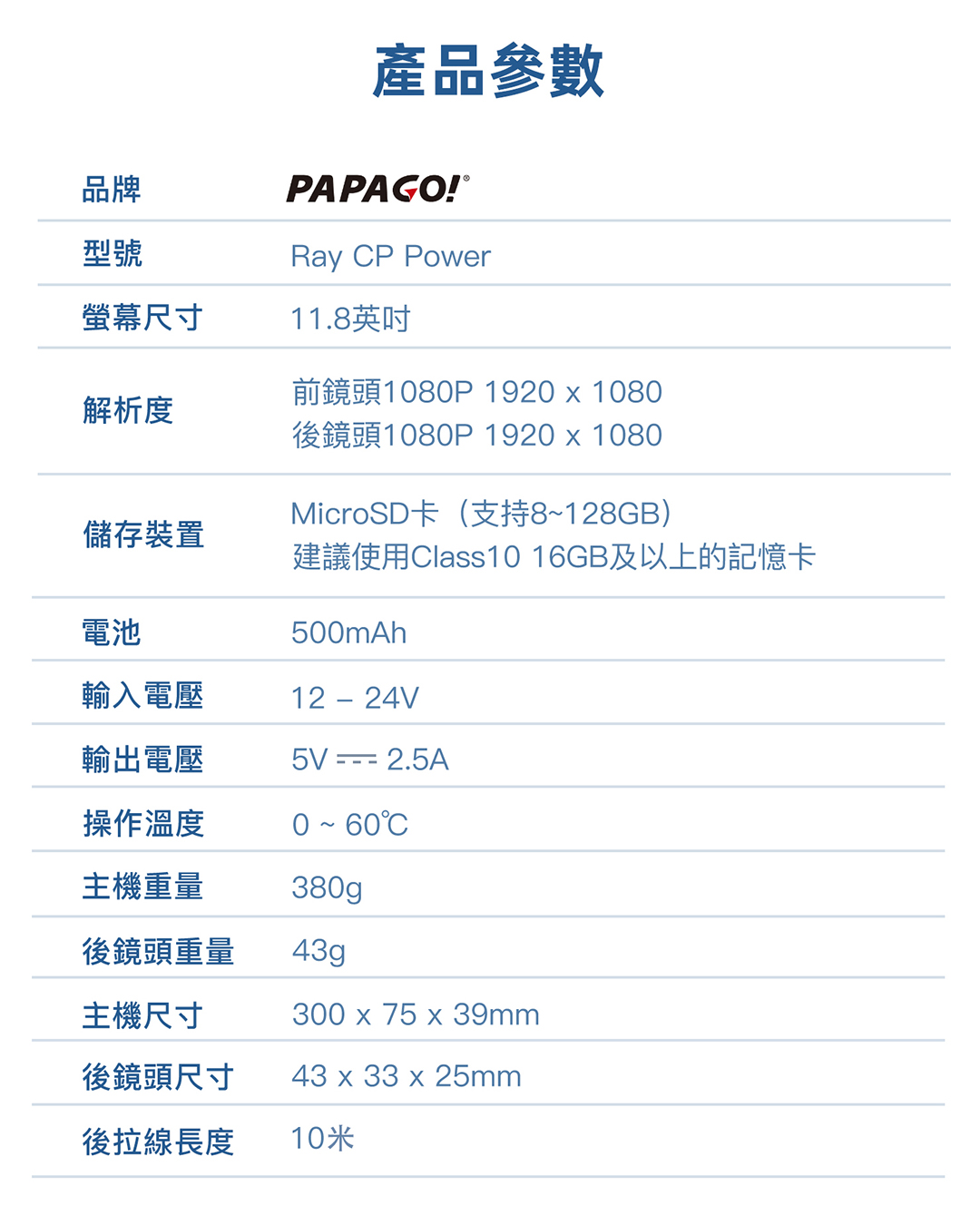 PAPAGO! RAY_CP_Power 電子後視鏡